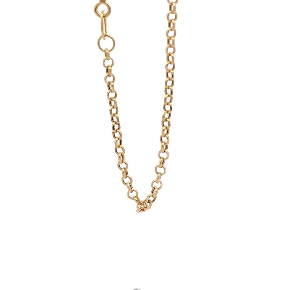 18K Gold Bracelet Rolo Chain Open Heart Charm 8 inches - Picture 8 of 9